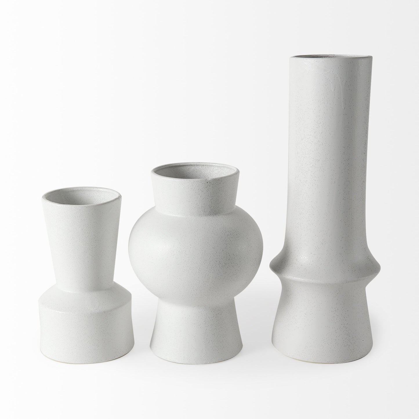 11" White Abstract Cylinder Ceramic Table Vase - Loft&Timber