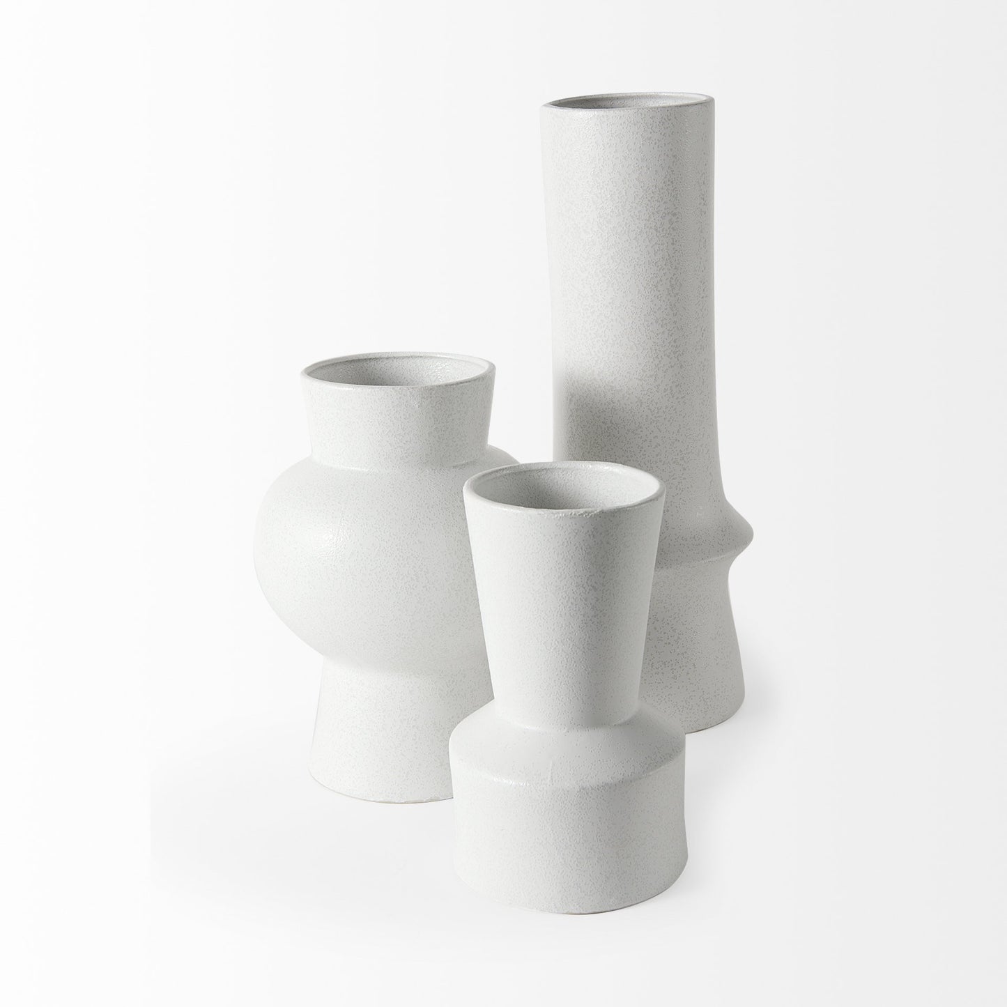 11" White Abstract Cylinder Ceramic Table Vase - Loft&Timber
