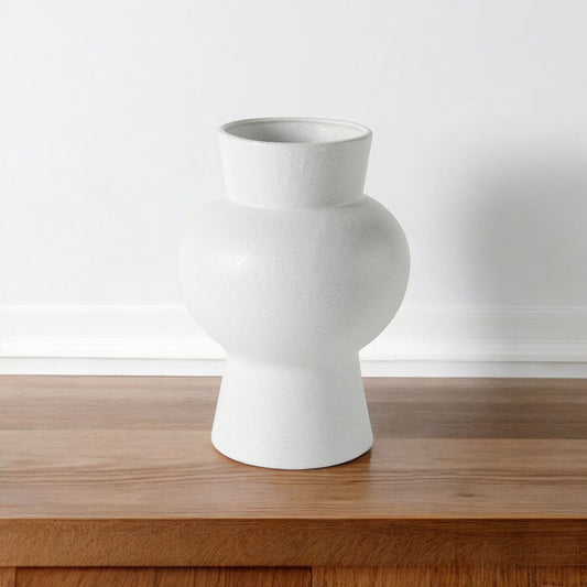 11" White Abstract Cylinder Ceramic Table Vase - Loft&Timber