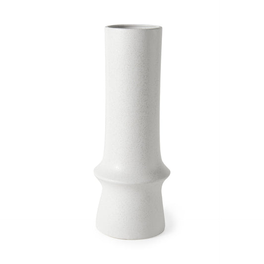 17" White Abstract Cylinder Ceramic Table Vase - Loft&Timber