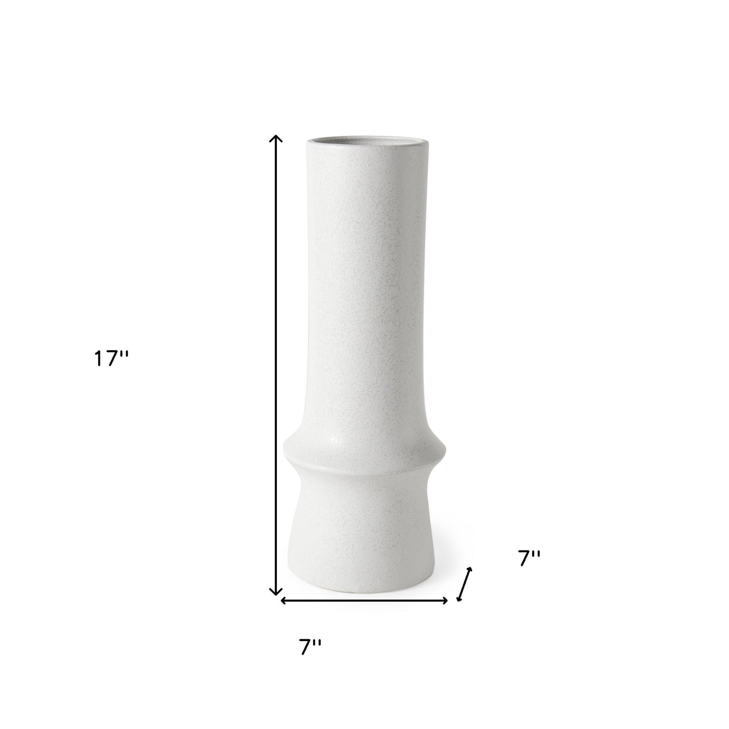 17" White Abstract Cylinder Ceramic Table Vase - Loft&Timber