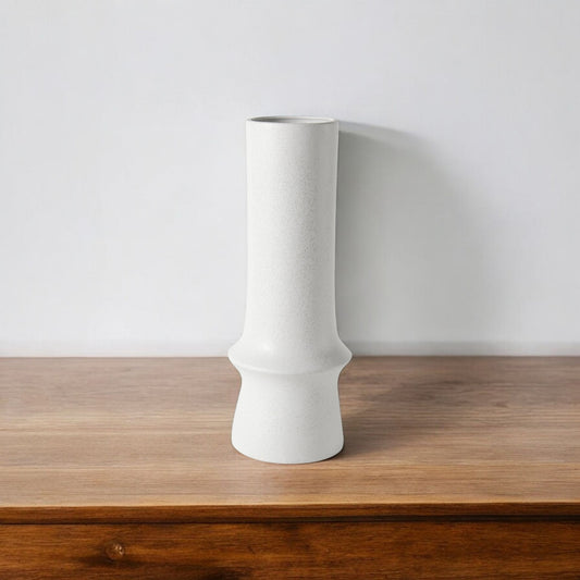 17" White Abstract Cylinder Ceramic Table Vase - Loft&Timber