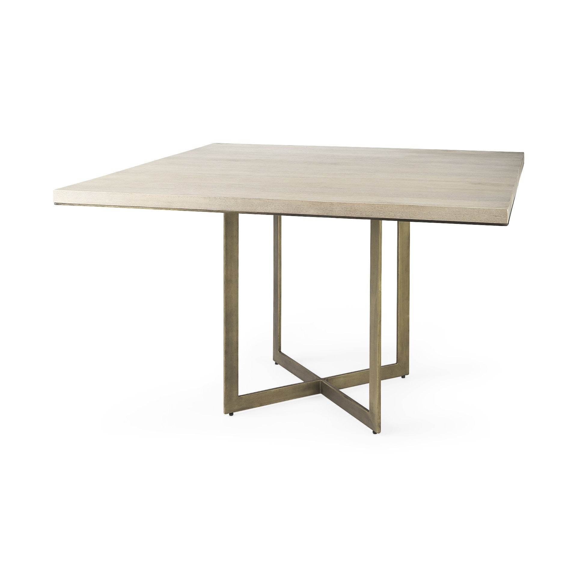 Modern Square Wood and Gold Dining Table - Loft&Timber