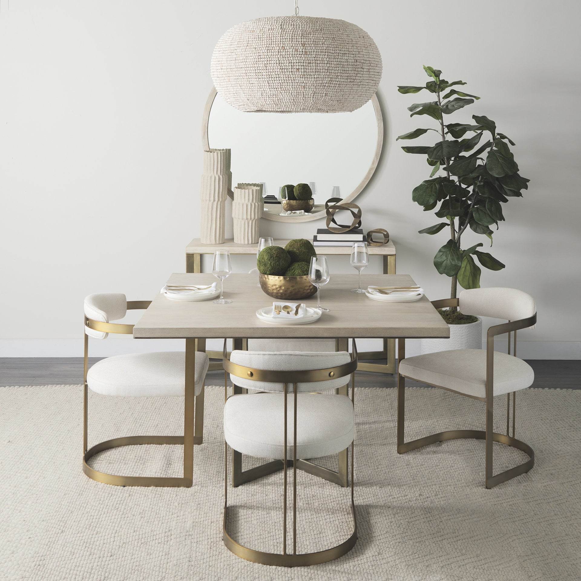 Modern Square Wood and Gold Dining Table - Loft&Timber