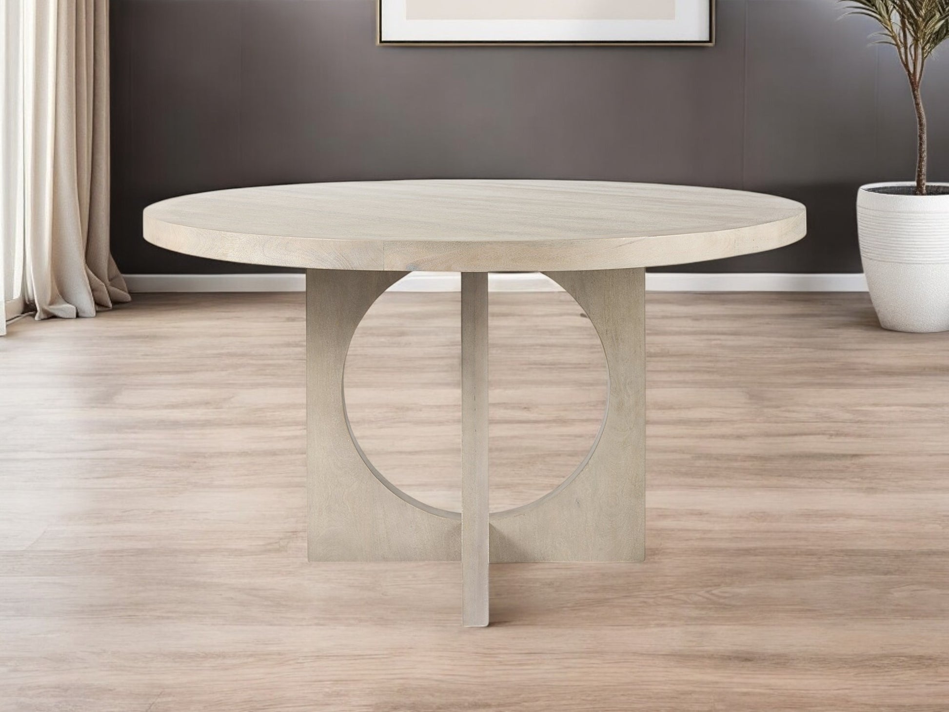 54" Natural Rounded Pedestal Base Dining Table - Loft&Timber