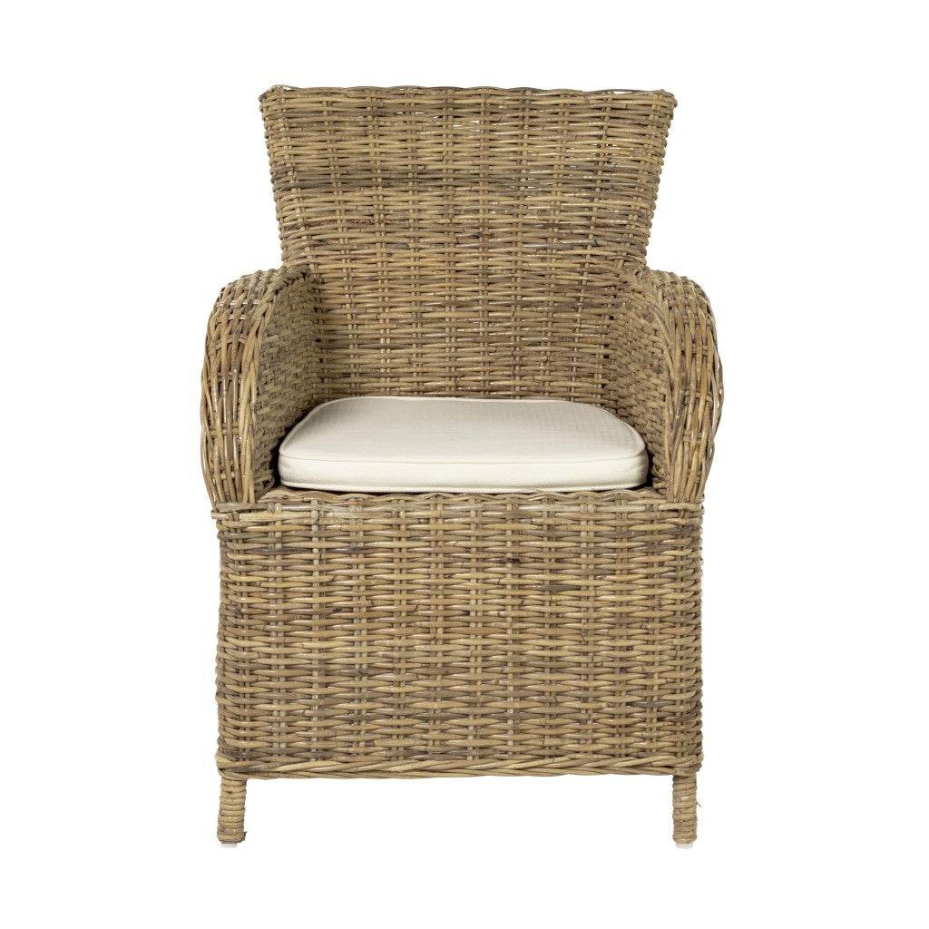 Set of Two Cream and Tan Dining Arm Chairs - Loft&Timber