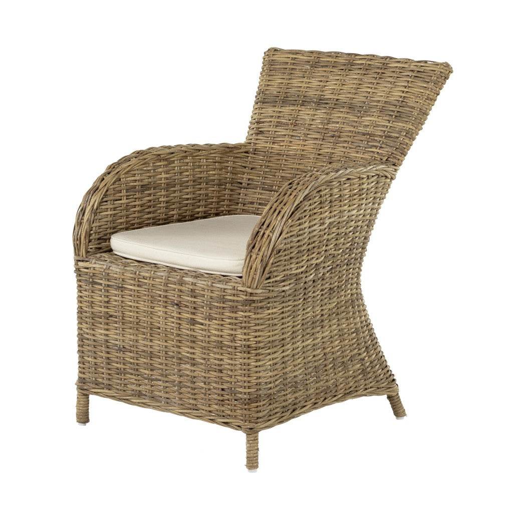 Set of Two Cream and Tan Dining Arm Chairs - Loft&Timber