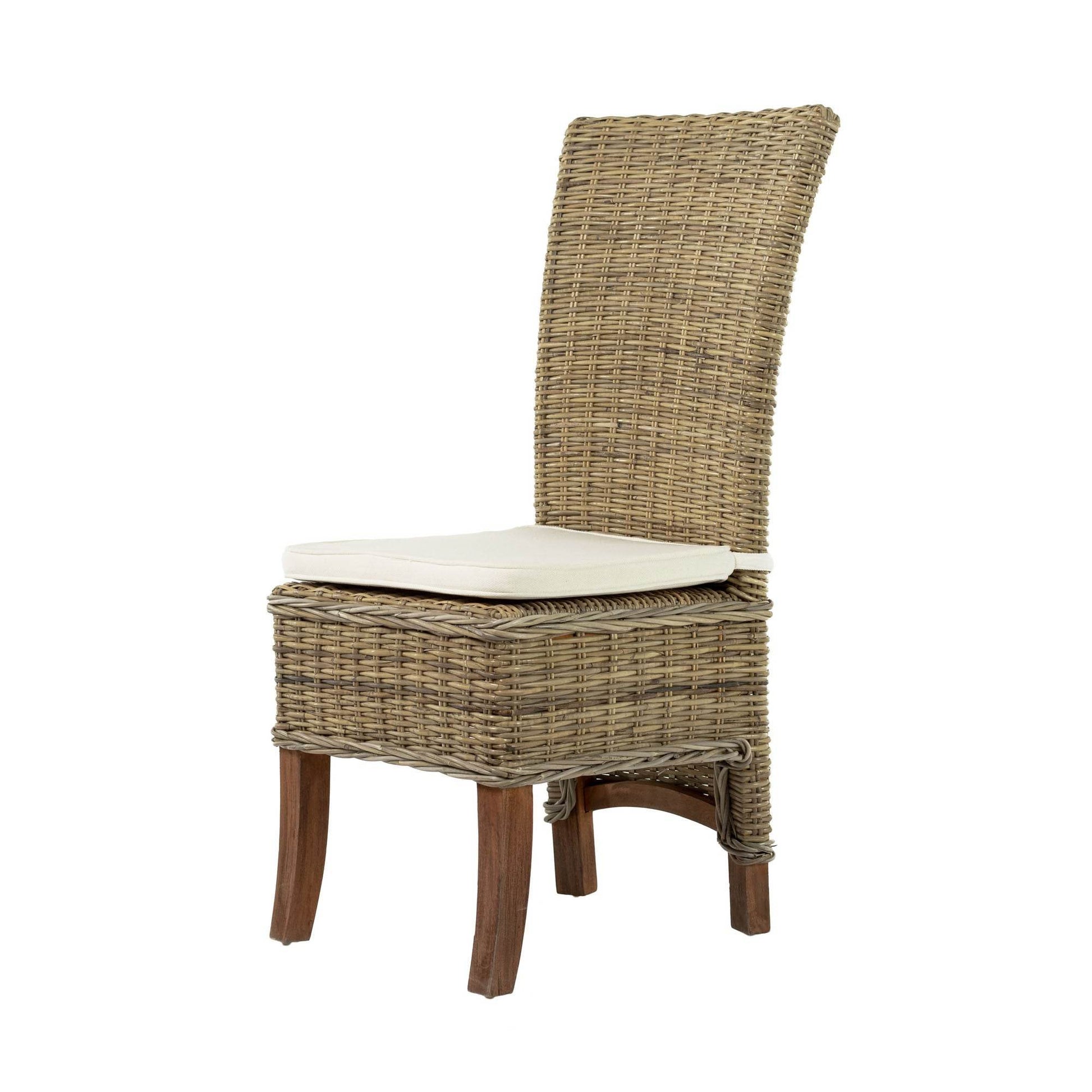Set of Two Cream and Natural Dining Parsons Chairs - Loft&Timber
