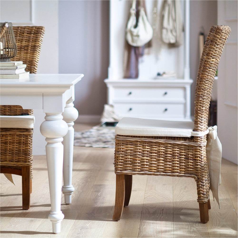 Set of Two Cream and Natural Dining Parsons Chairs - Loft&Timber