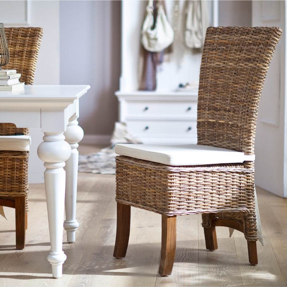 Set of Two Cream and Natural Dining Parsons Chairs - Loft&Timber