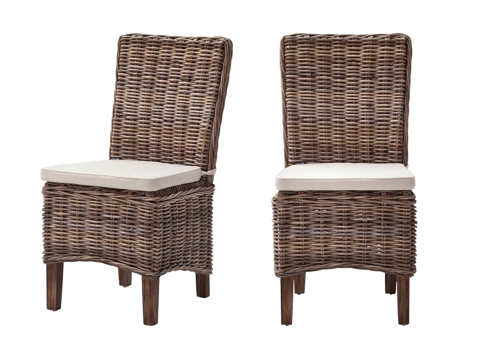 Set of Two Cream and Brown Dining Parsons Chairs - Loft&Timber