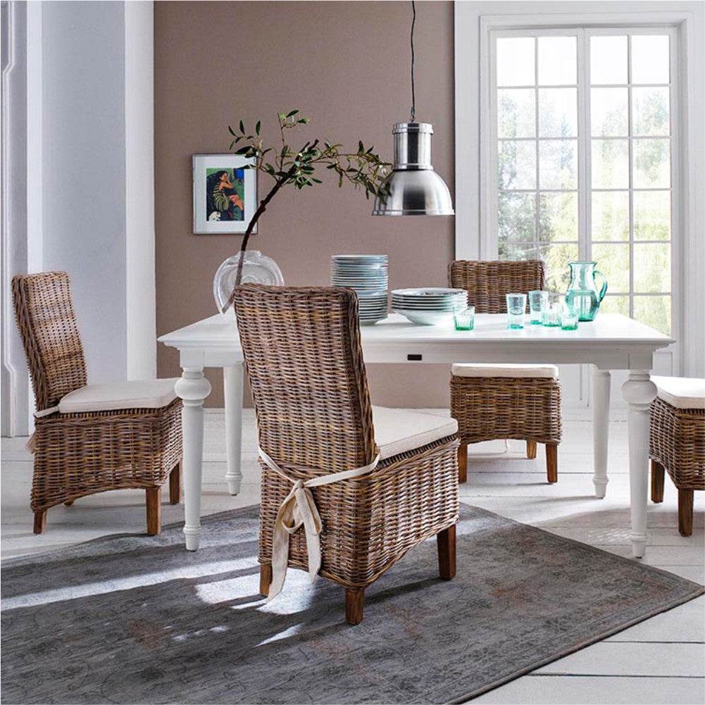 Set of Two Cream and Brown Dining Parsons Chairs - Loft&Timber
