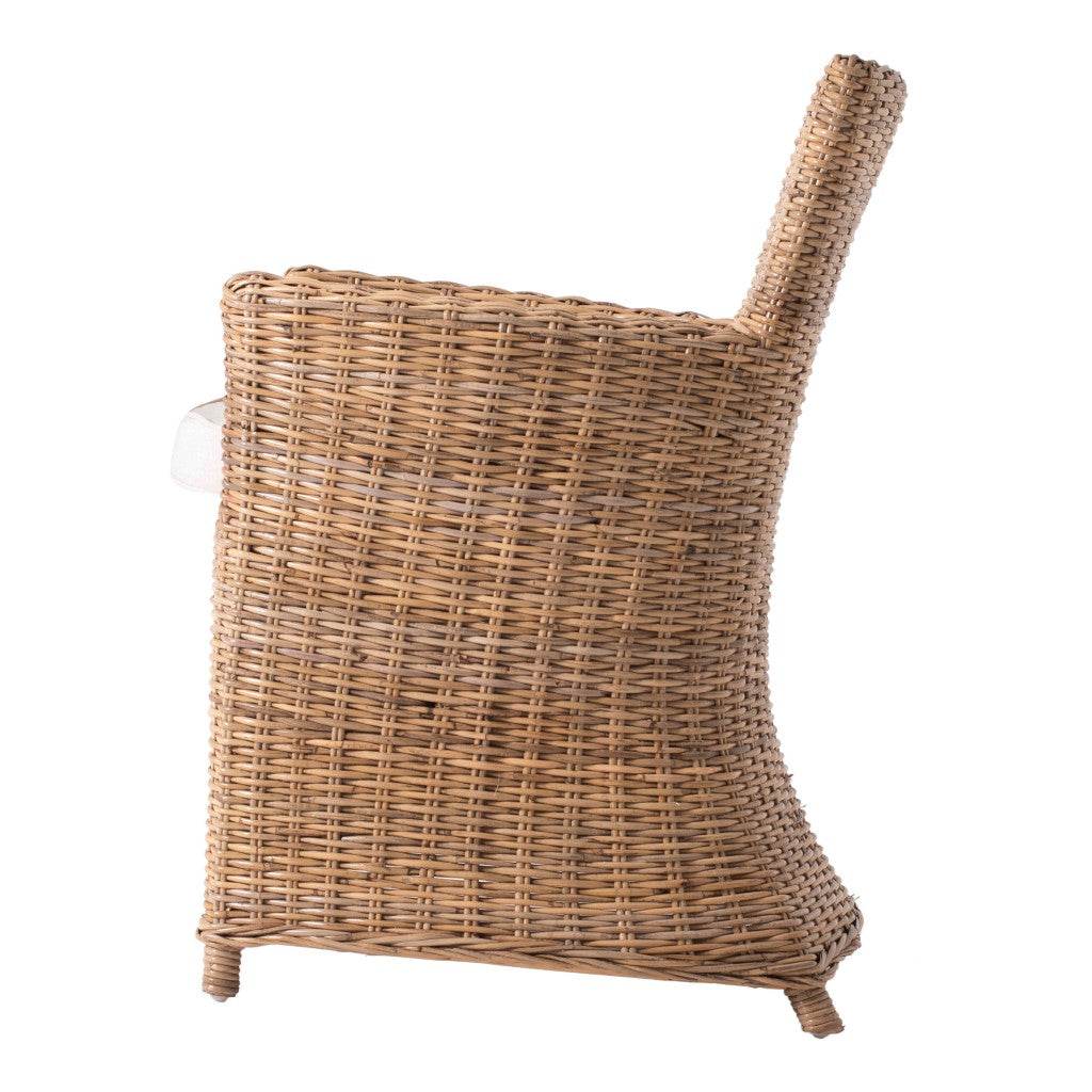 Set of Two Cream And Natural Rattan Dining Arm Chairs - Loft&Timber
