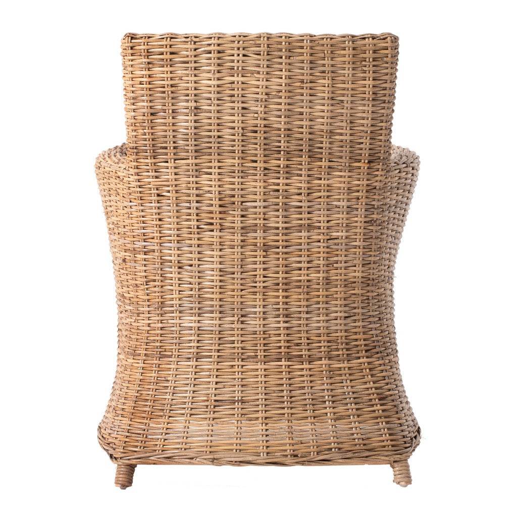 Set of Two Cream And Natural Rattan Dining Arm Chairs - Loft&Timber