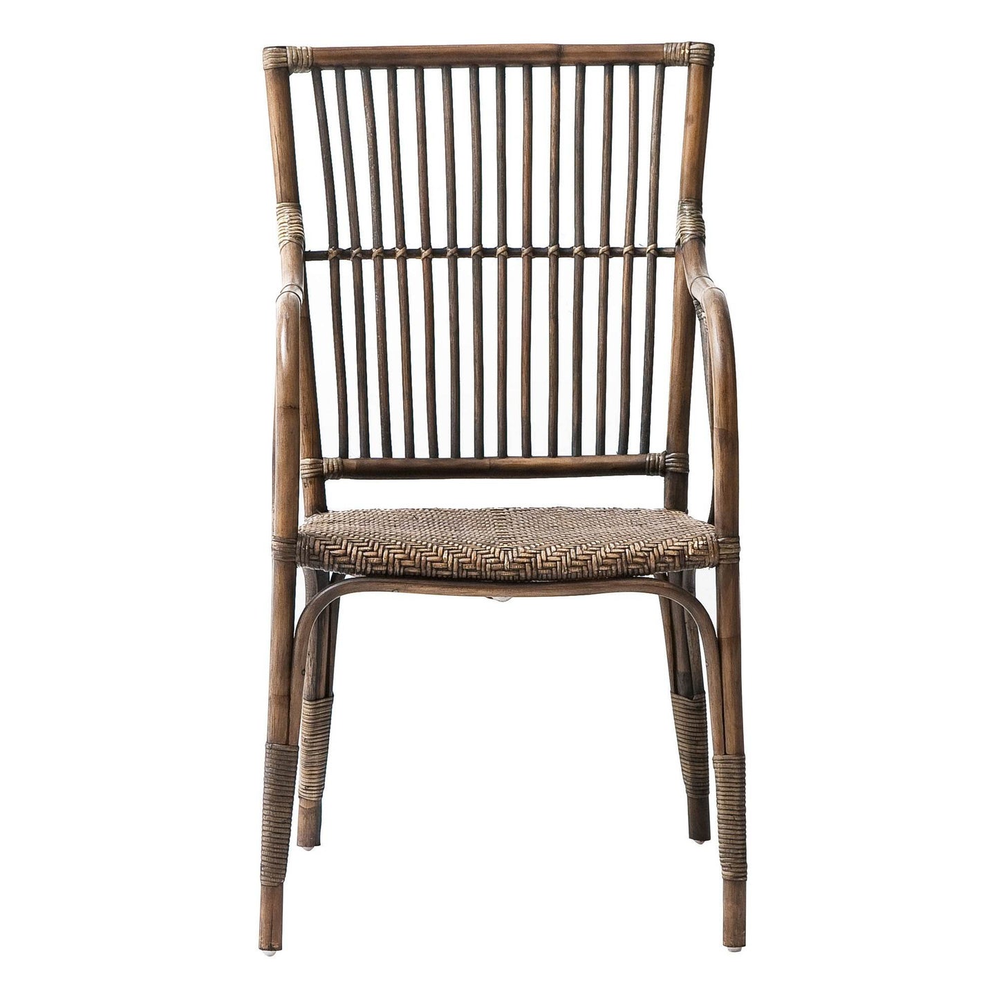 Set of Two Natural Rattan Slat Back Dining Arm Chairs - Loft&Timber