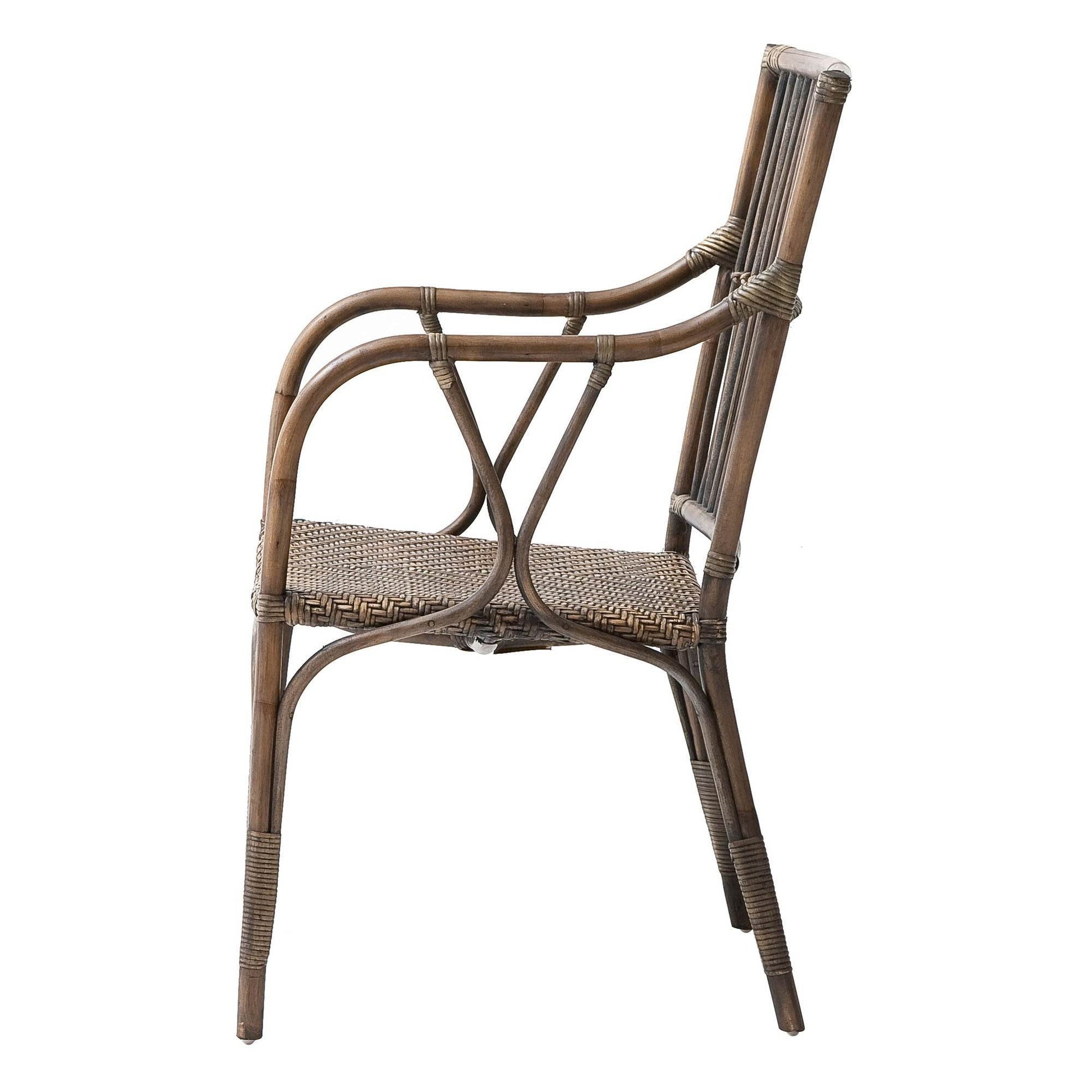 Set of Two Natural Rattan Slat Back Dining Arm Chairs - Loft&Timber