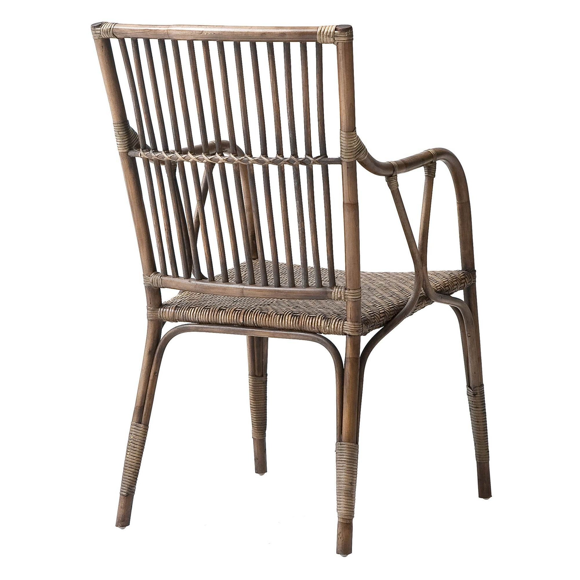 Set of Two Natural Rattan Slat Back Dining Arm Chairs - Loft&Timber