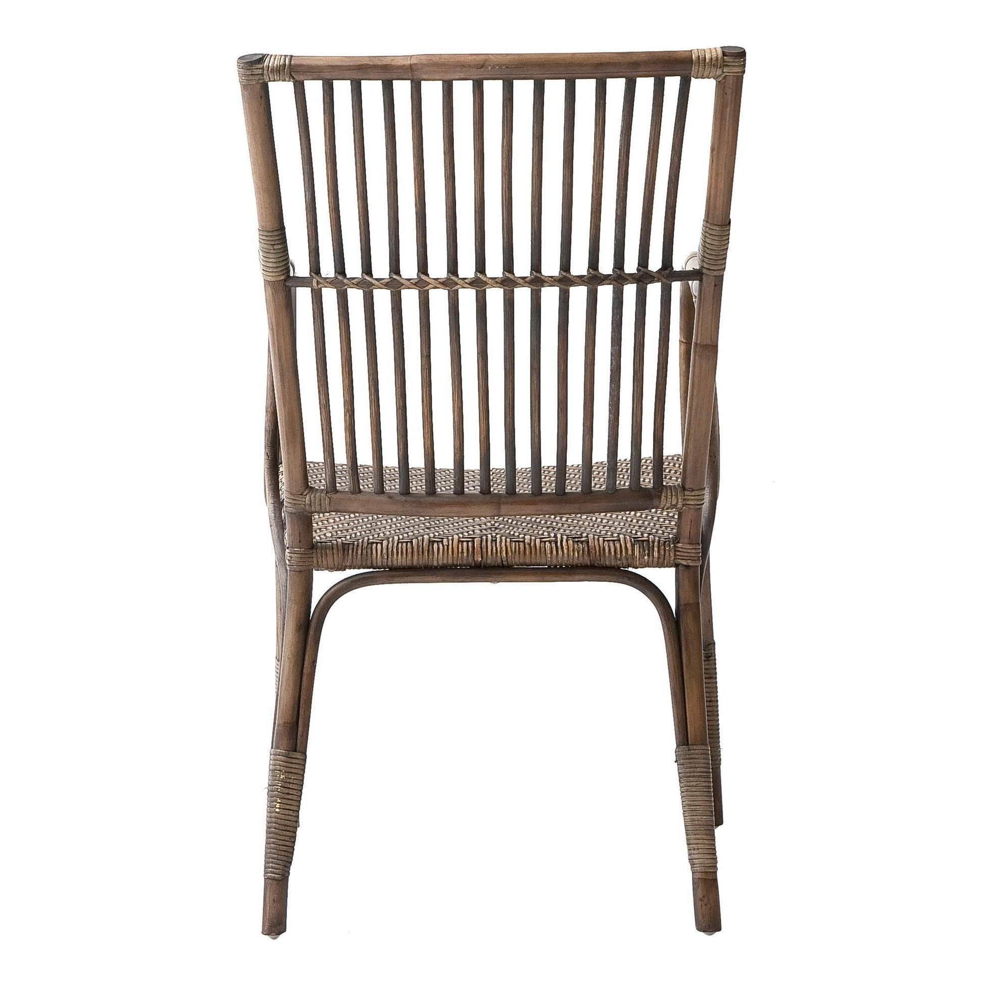 Set of Two Natural Rattan Slat Back Dining Arm Chairs - Loft&Timber