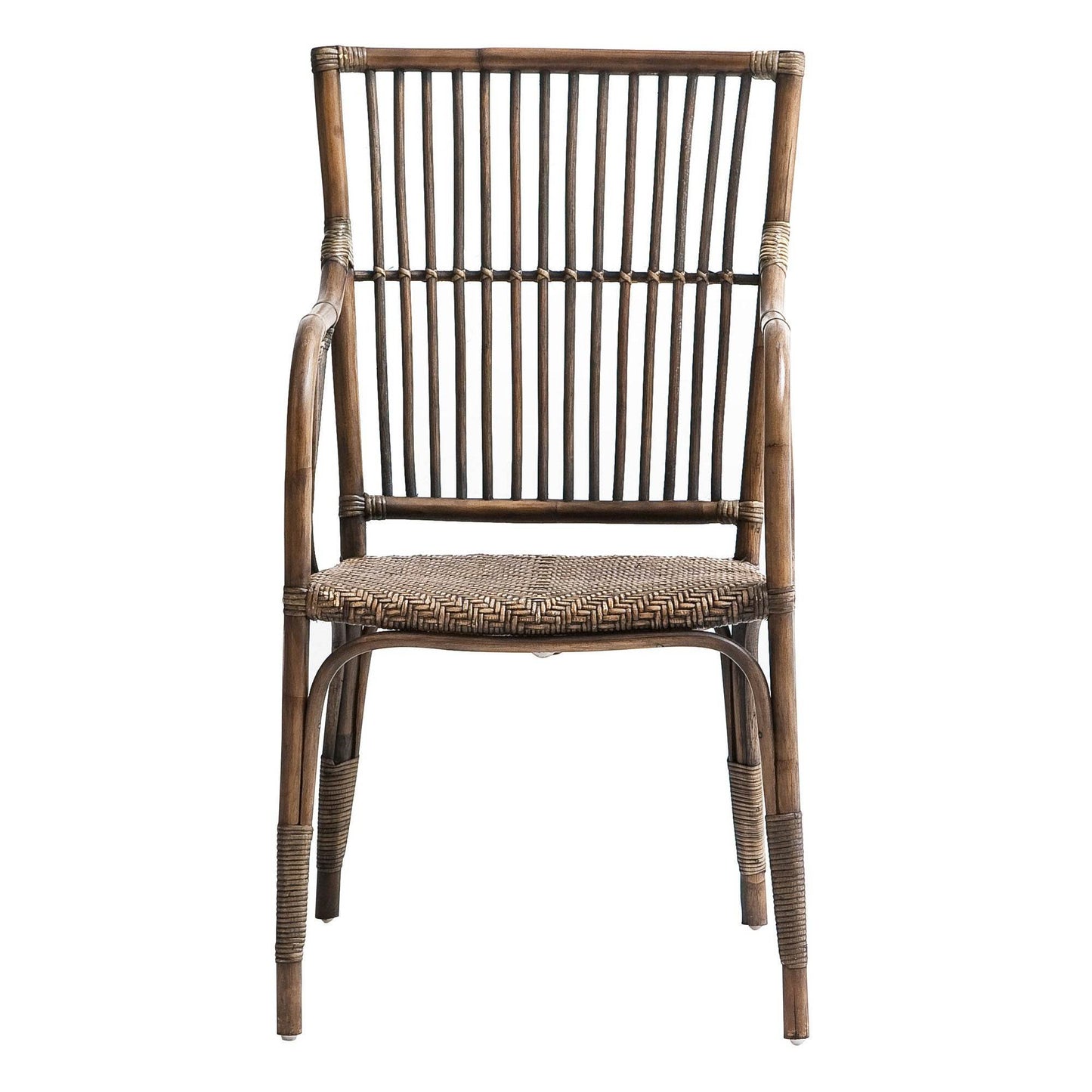 Set of Two Natural Rattan Slat Back Dining Arm Chairs - Loft&Timber