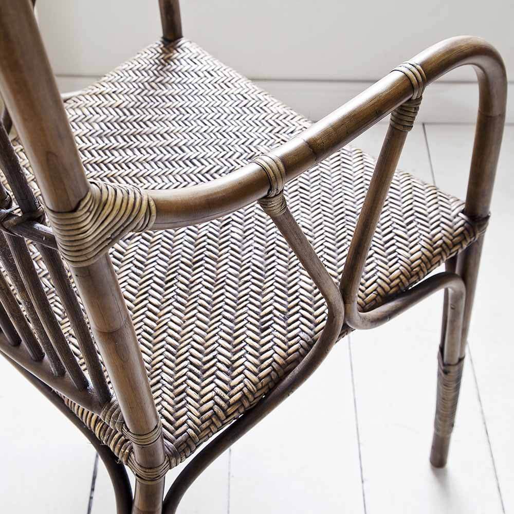 Set of Two Natural Rattan Slat Back Dining Arm Chairs - Loft&Timber