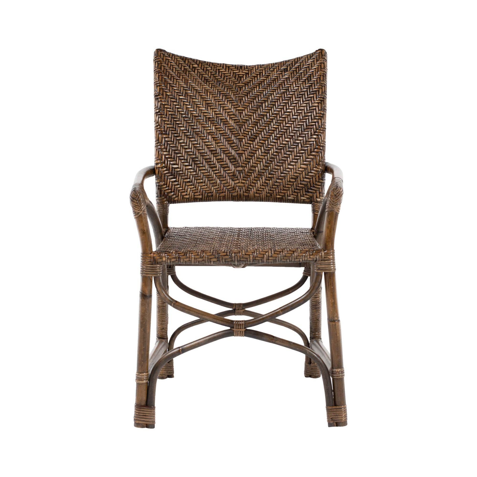 Set of Two Brown Open Back Dining Arm Chairs - Loft&Timber