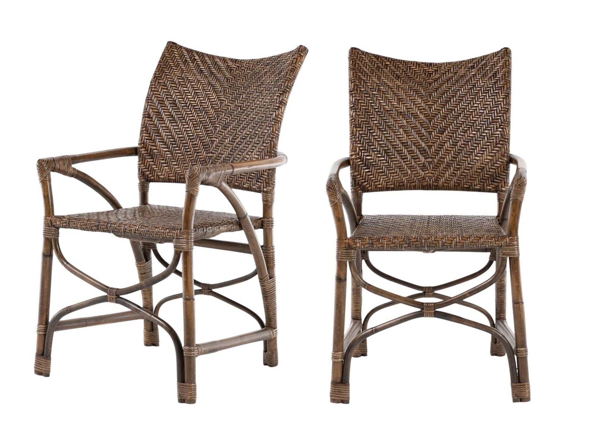Set of Two Brown Open Back Dining Arm Chairs - Loft&Timber