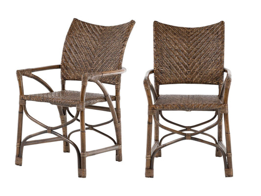 Set of Two Brown Open Back Dining Arm Chairs - Loft&Timber