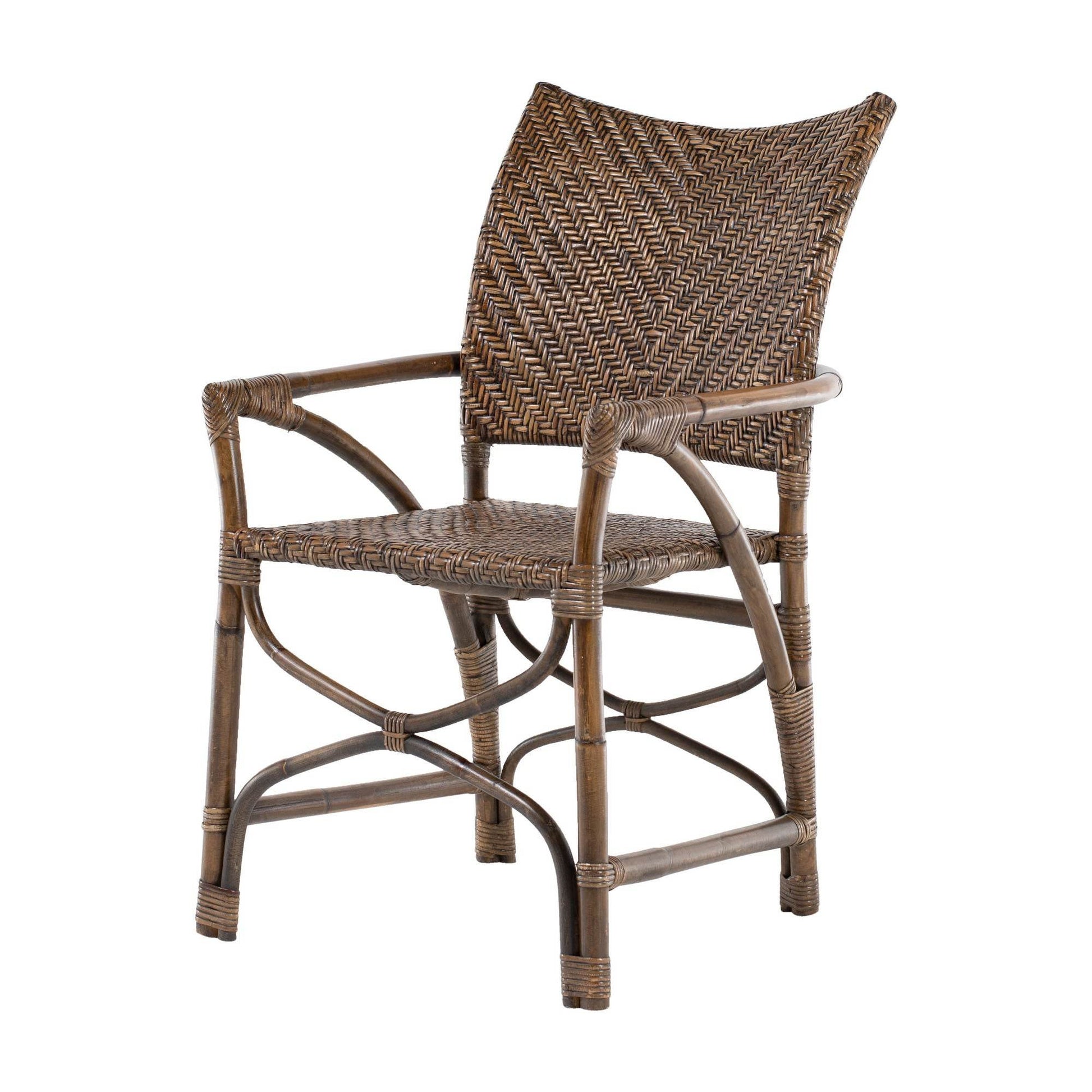 Set of Two Brown Open Back Dining Arm Chairs - Loft&Timber