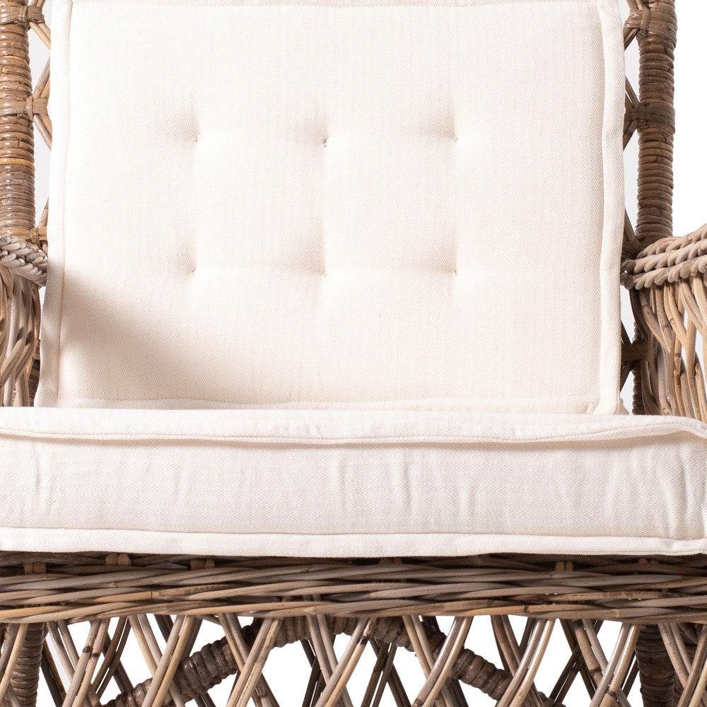 Set of Two Cream and Natural Cross Back Dining Arm Chairs - Loft&Timber