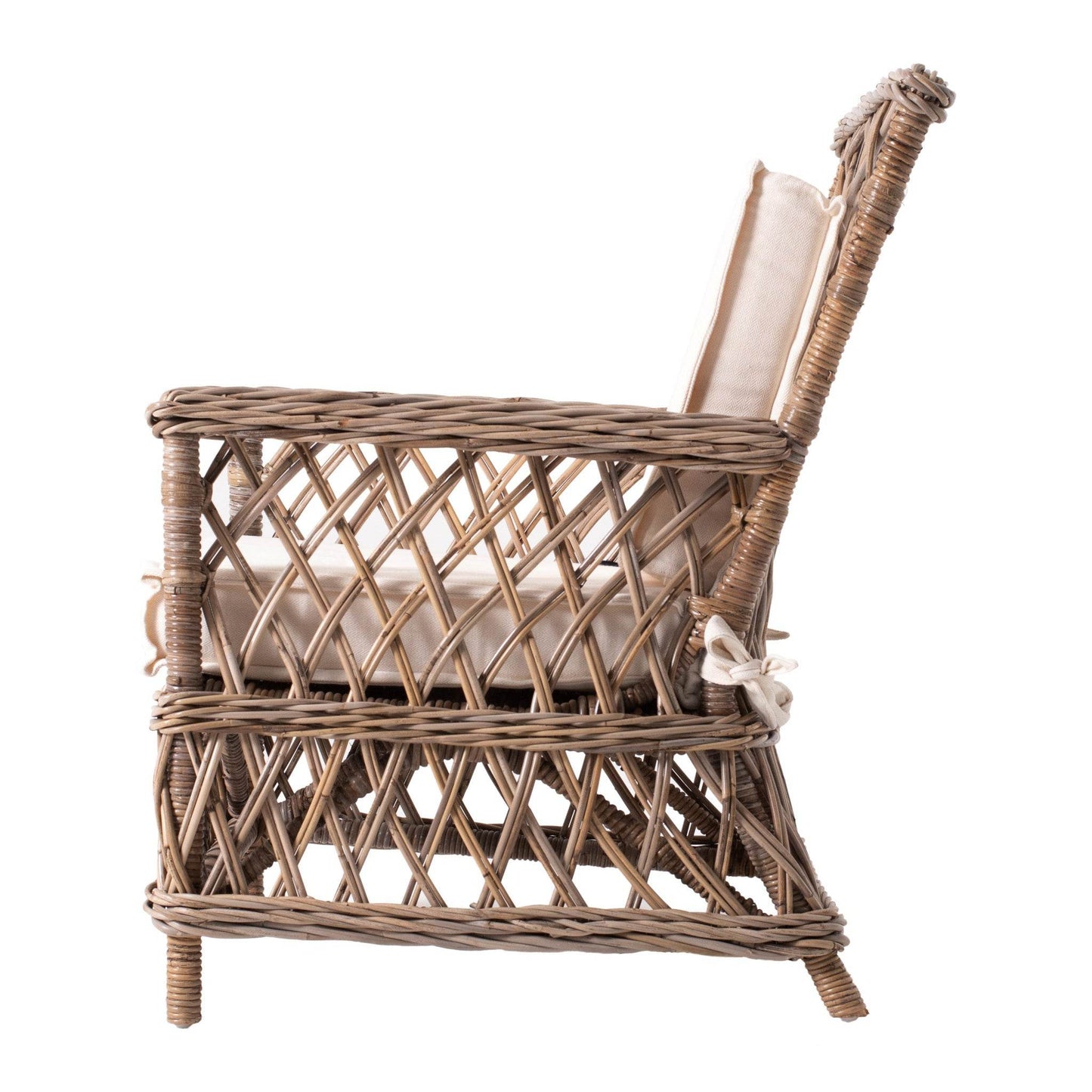 Set of Two Cream and Natural Cross Back Dining Arm Chairs - Loft&Timber