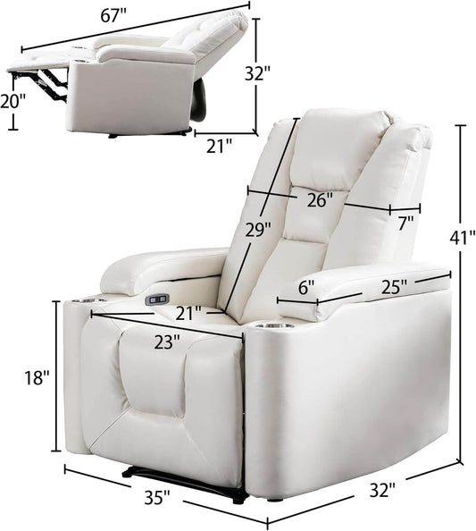 White Power Recliner Chair Set of 2 - Loft&Timber