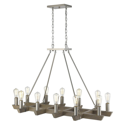 Silver Kitchen Island Twelve Light Metal Dimmable Chandelier - Loft&Timber