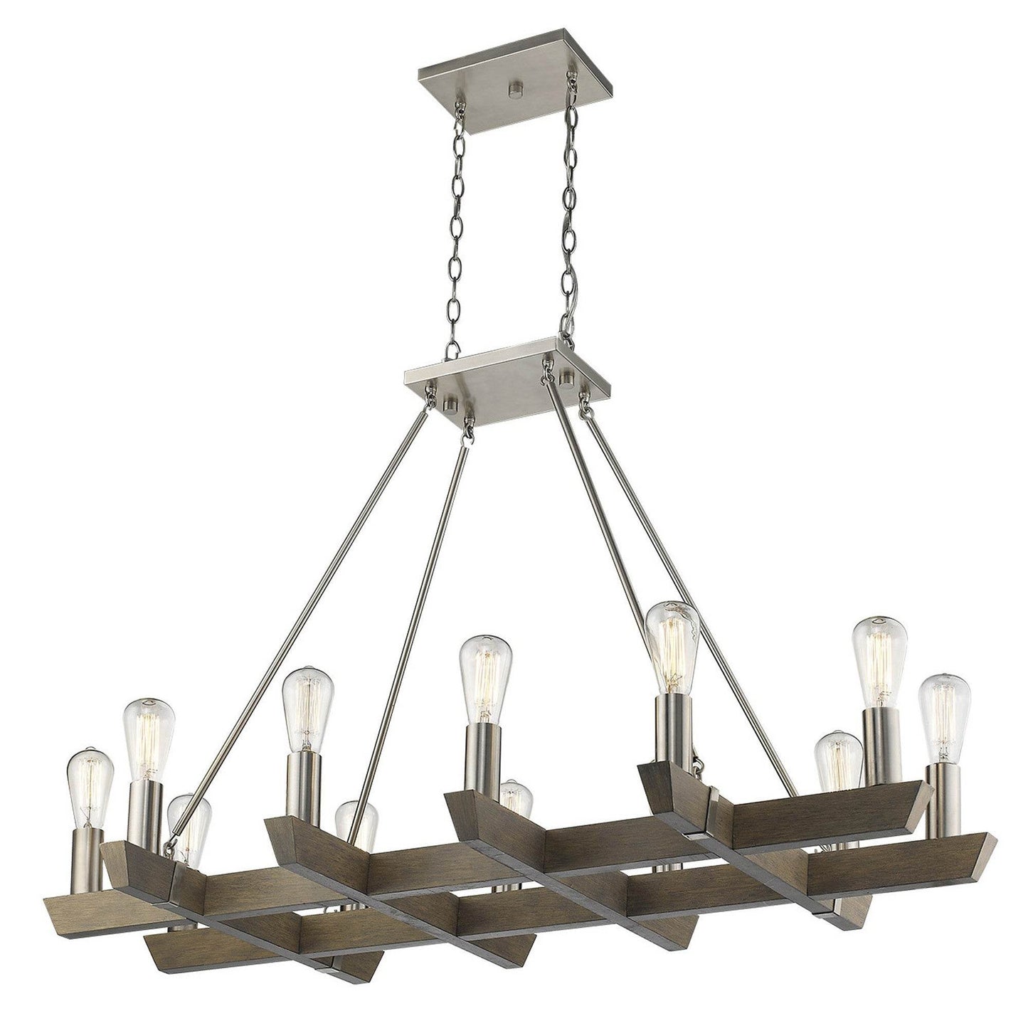 Silver Kitchen Island Twelve Light Metal Dimmable Chandelier - Loft&Timber