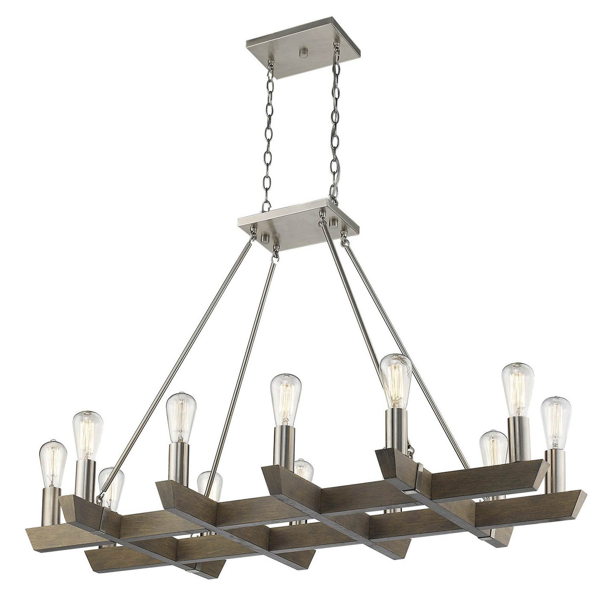 Silver Kitchen Island Twelve Light Metal Dimmable Chandelier - Loft&Timber