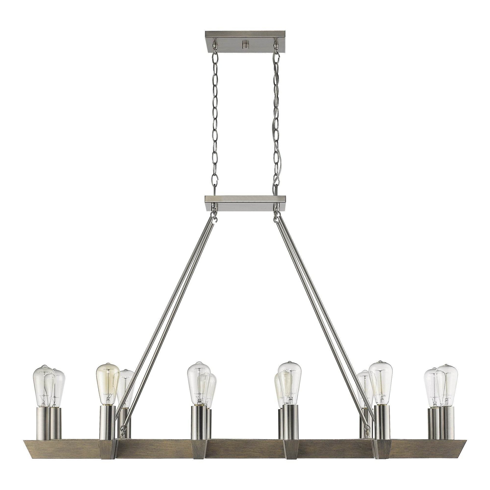 Silver Kitchen Island Twelve Light Metal Dimmable Chandelier - Loft&Timber