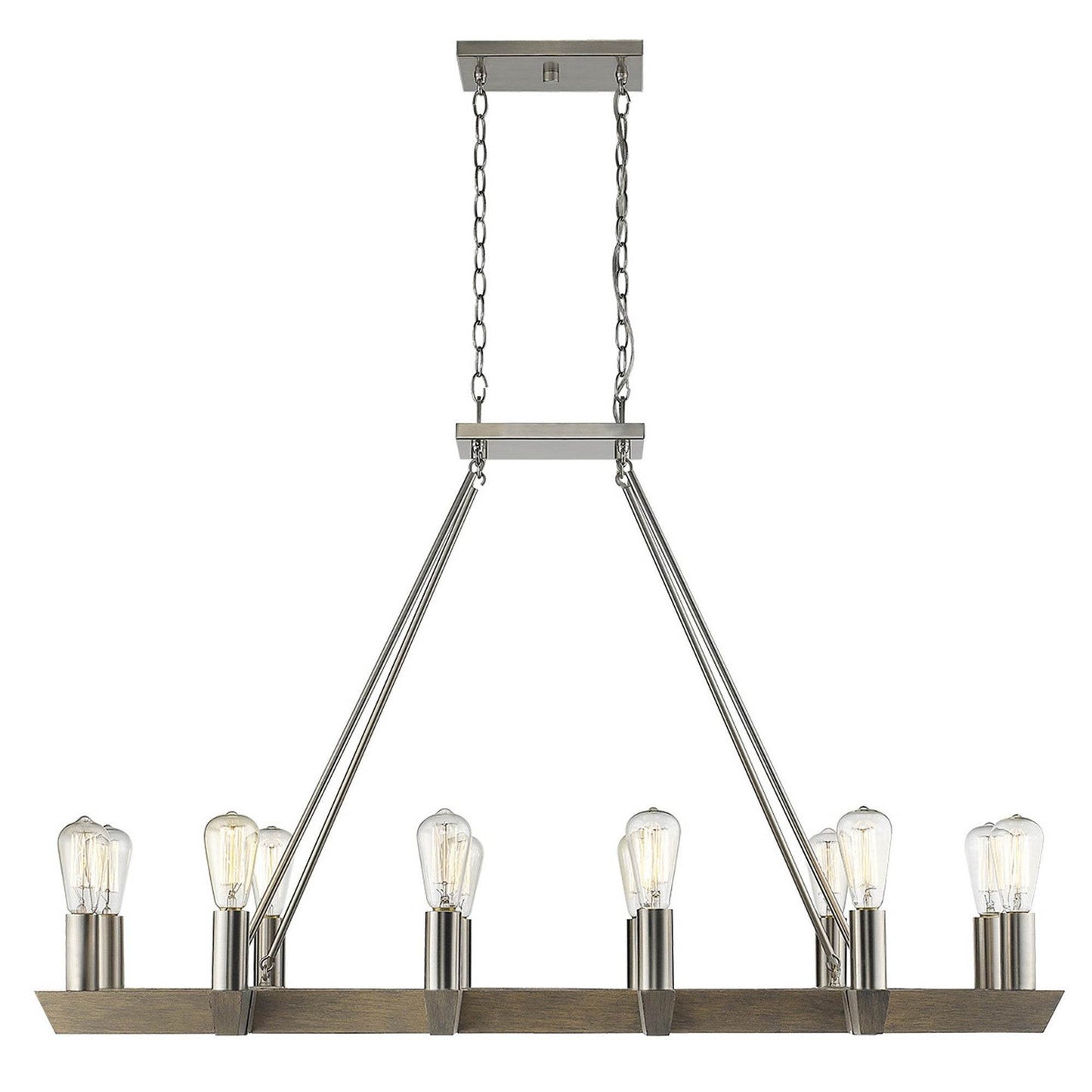 Silver Kitchen Island Twelve Light Metal Dimmable Chandelier - Loft&Timber
