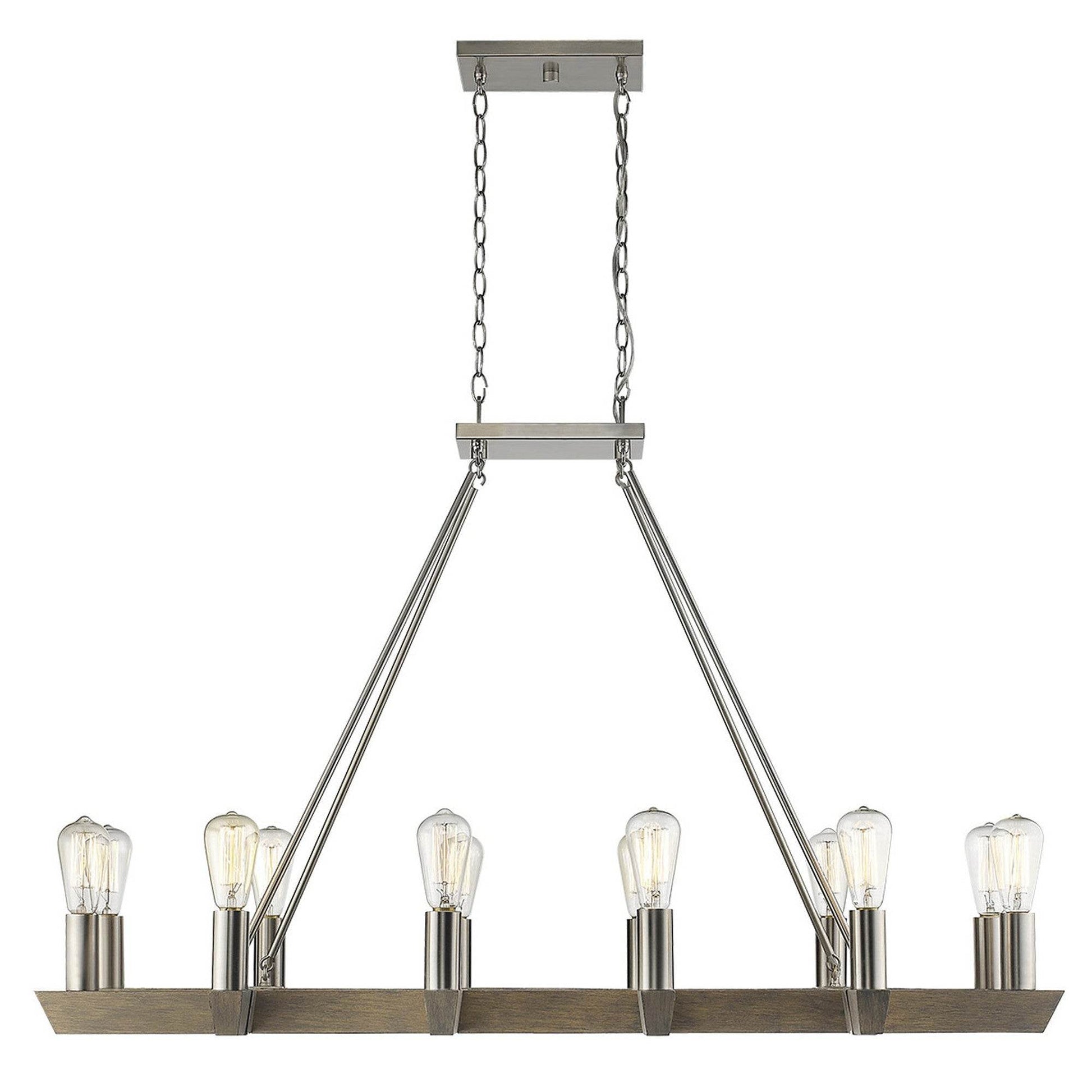 Silver Kitchen Island Twelve Light Metal Dimmable Chandelier - Loft&Timber