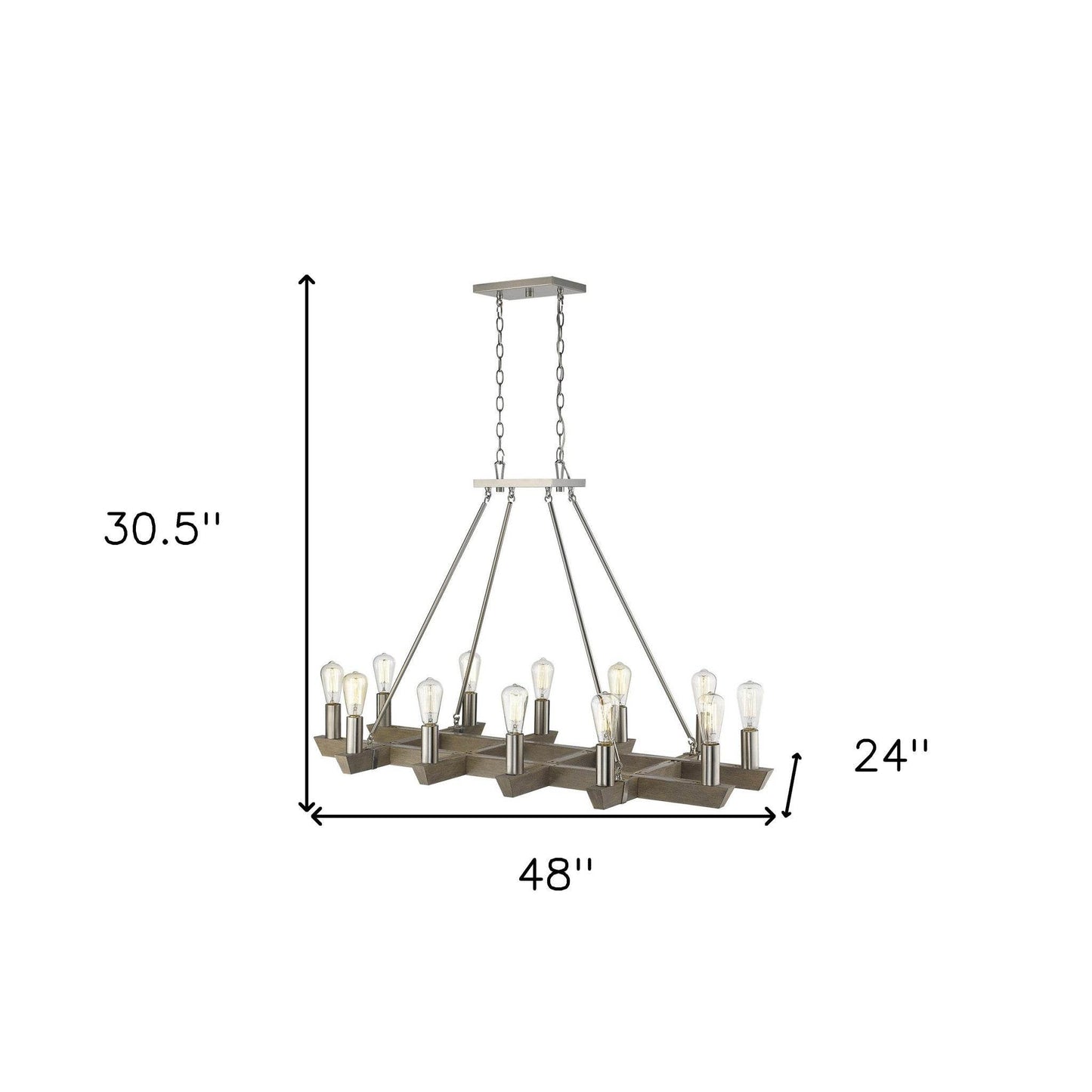 Silver Kitchen Island Twelve Light Metal Dimmable Chandelier - Loft&Timber