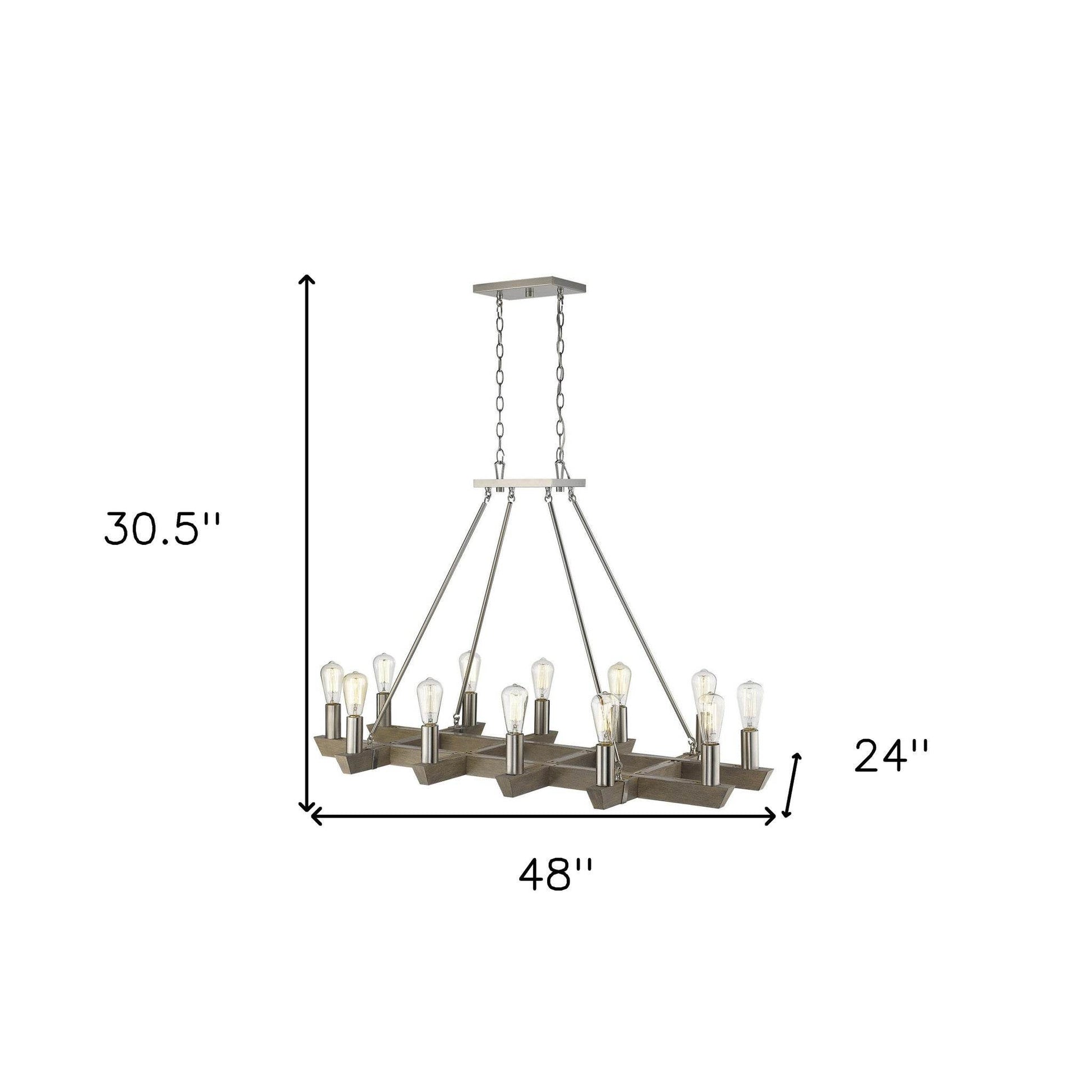 Silver Kitchen Island Twelve Light Metal Dimmable Chandelier - Loft&Timber