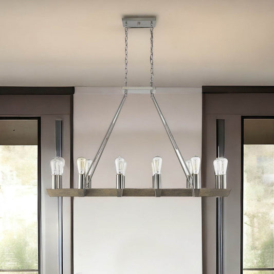 Silver Kitchen Island Twelve Light Metal Dimmable Chandelier - Loft&Timber