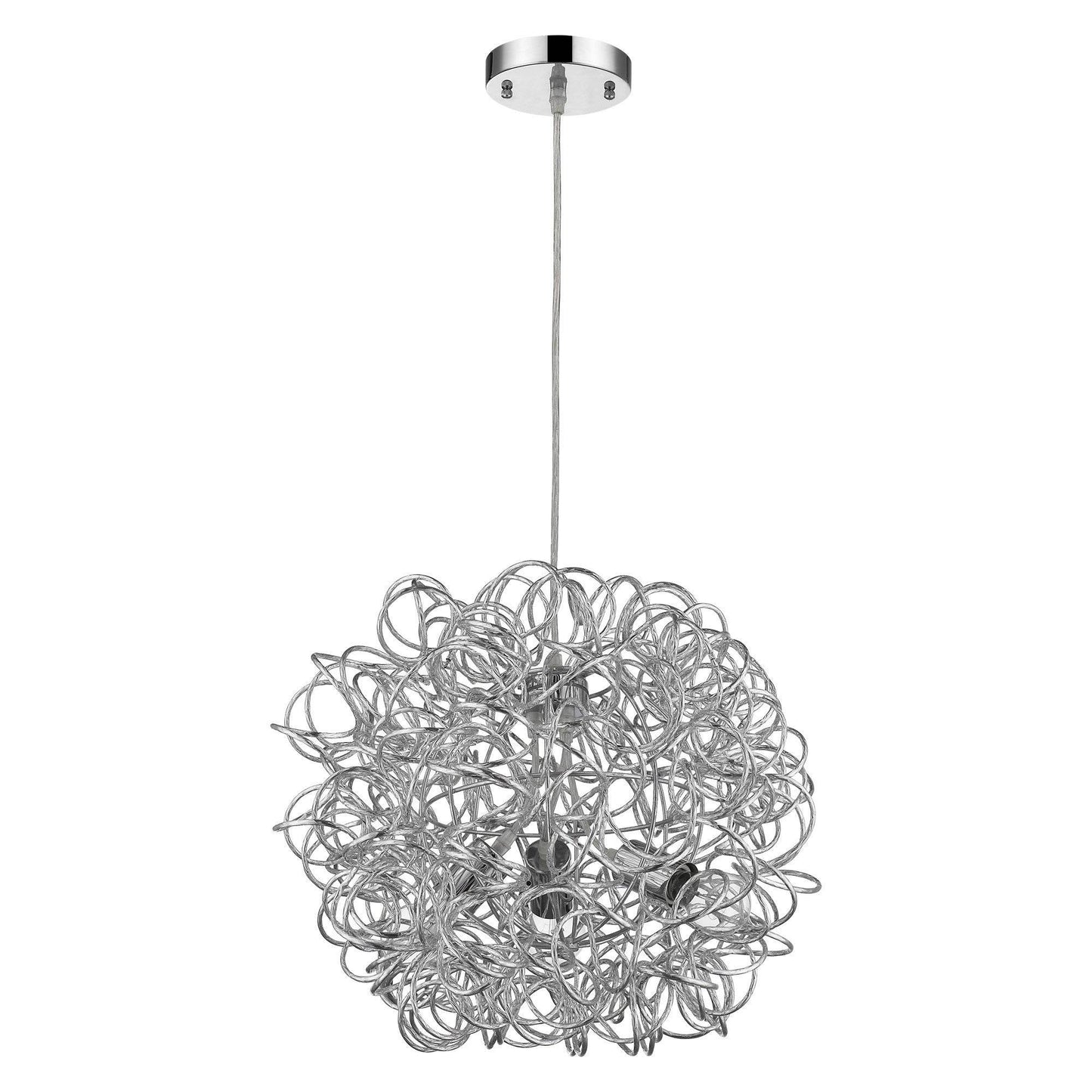 Mingle 3-Light Polished Chrome Pendant With Faceted Chrome Aluminum Wire Shade - Loft&Timber