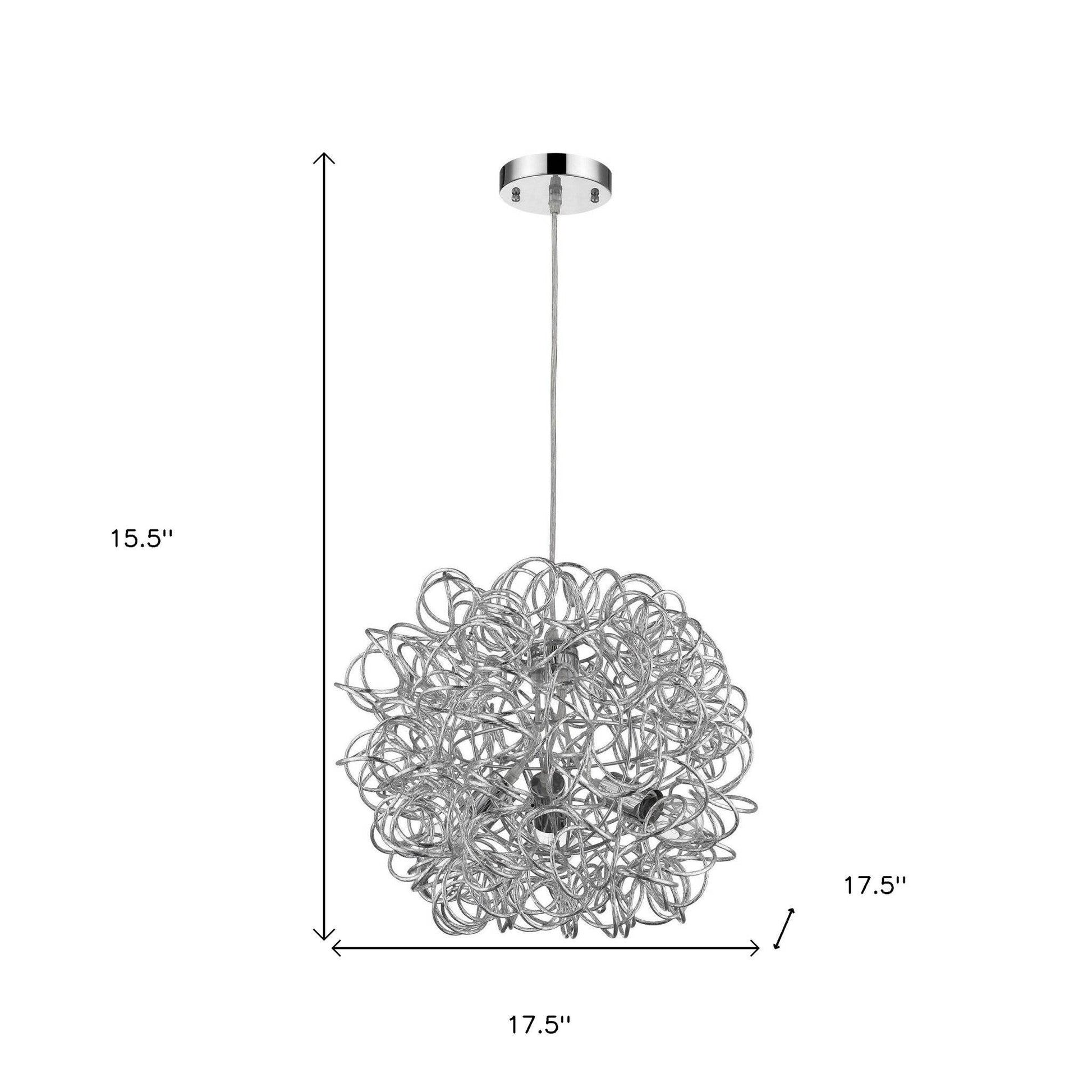 Mingle 3-Light Polished Chrome Pendant With Faceted Chrome Aluminum Wire Shade - Loft&Timber
