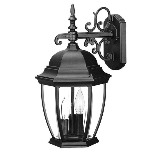 Three Light Matte Black Wide Hanging Lantern Wall Light - Loft&Timber