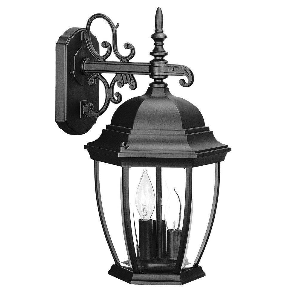 Three Light Matte Black Wide Hanging Lantern Wall Light - Loft&Timber