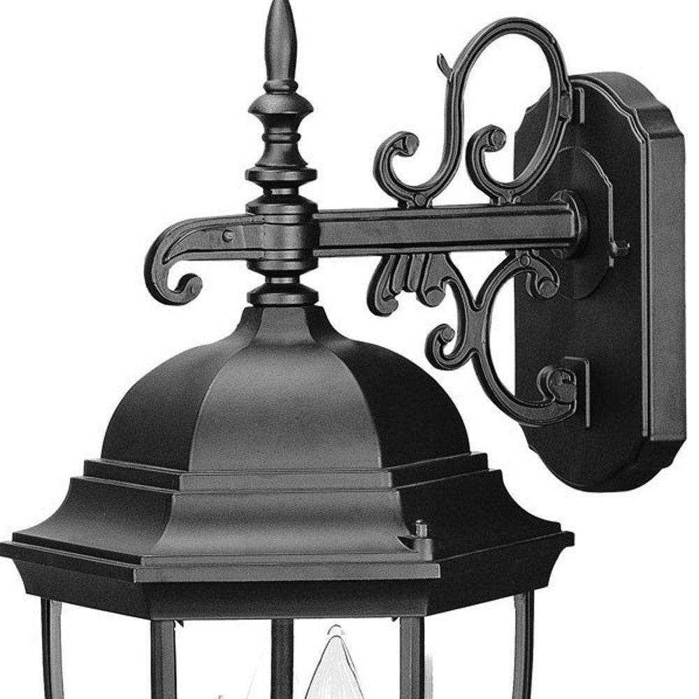 Three Light Matte Black Wide Hanging Lantern Wall Light - Loft&Timber
