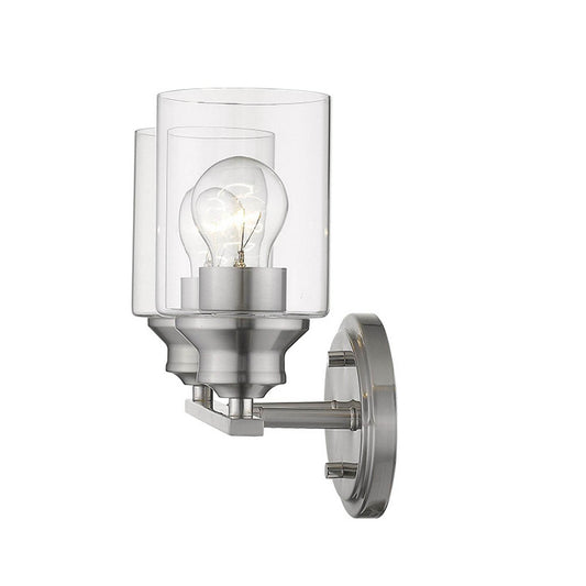 Two Light Silver Wall Light with Clear Glass Shade - Loft&Timber