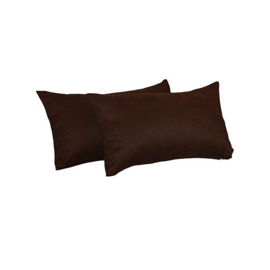 Set of Two 12" X 20" Brown Fabric Lumbar Throw Pillows - Loft&Timber
