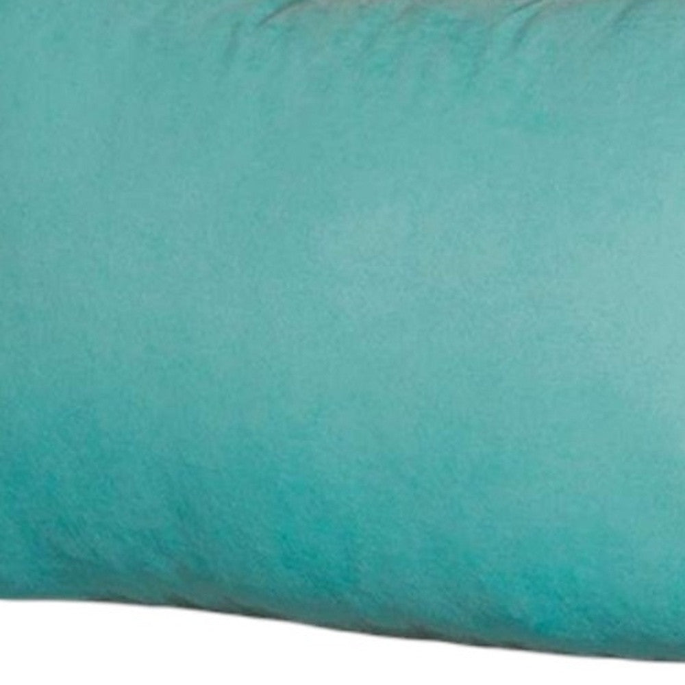 Set of Two 12" X 20" Turquoise Fabric Lumbar Throw Pillows - Loft&Timber