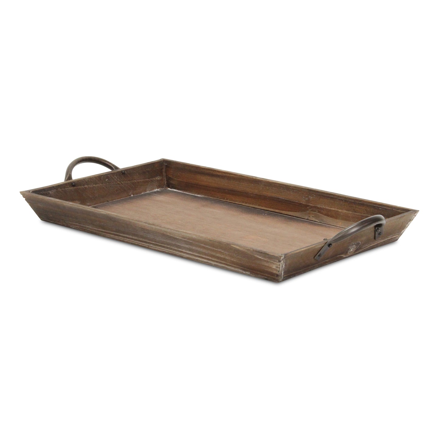 19" Brown Wood Handmade Serving Tray With Handles - Loft&Timber