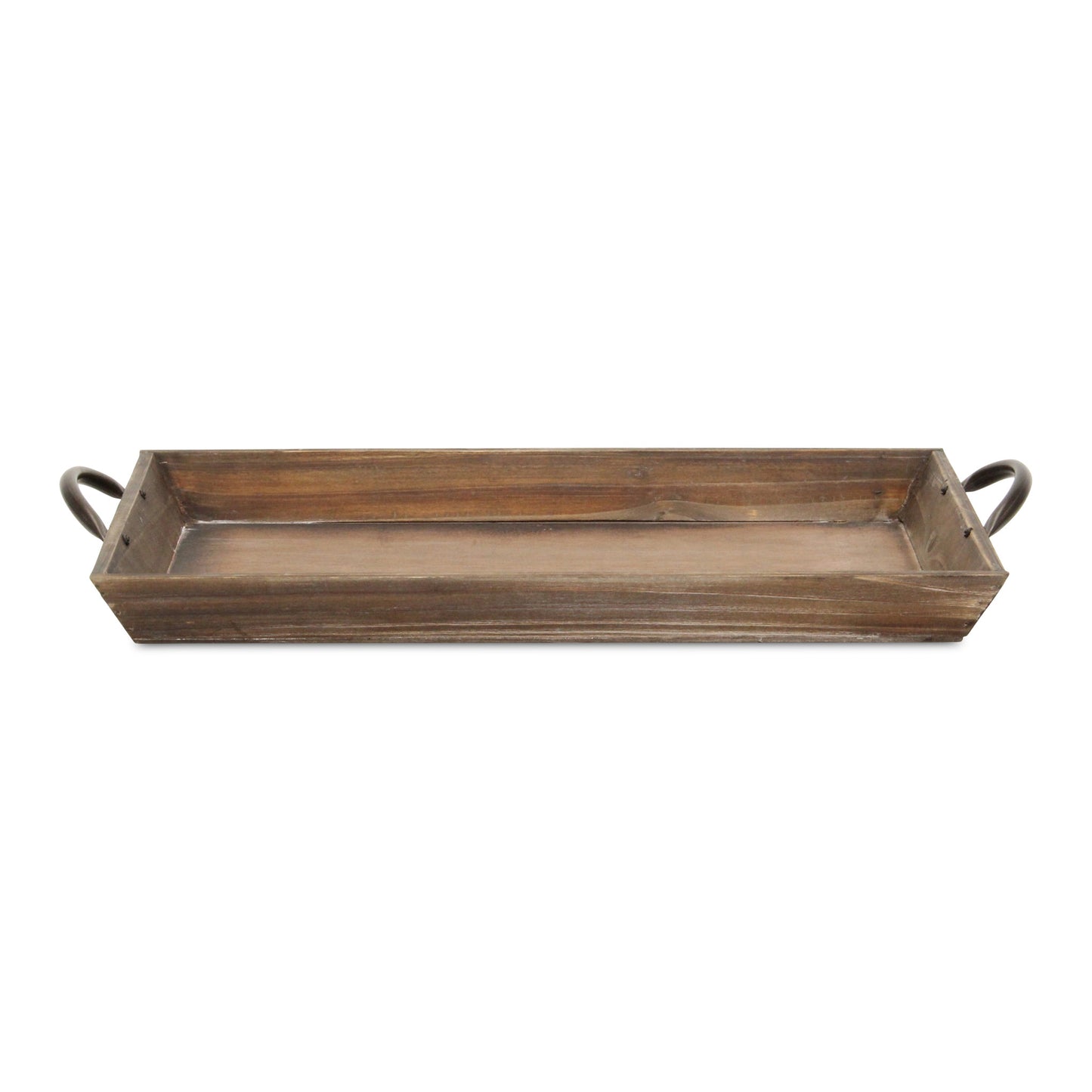 19" Brown Wood Handmade Serving Tray With Handles - Loft&Timber